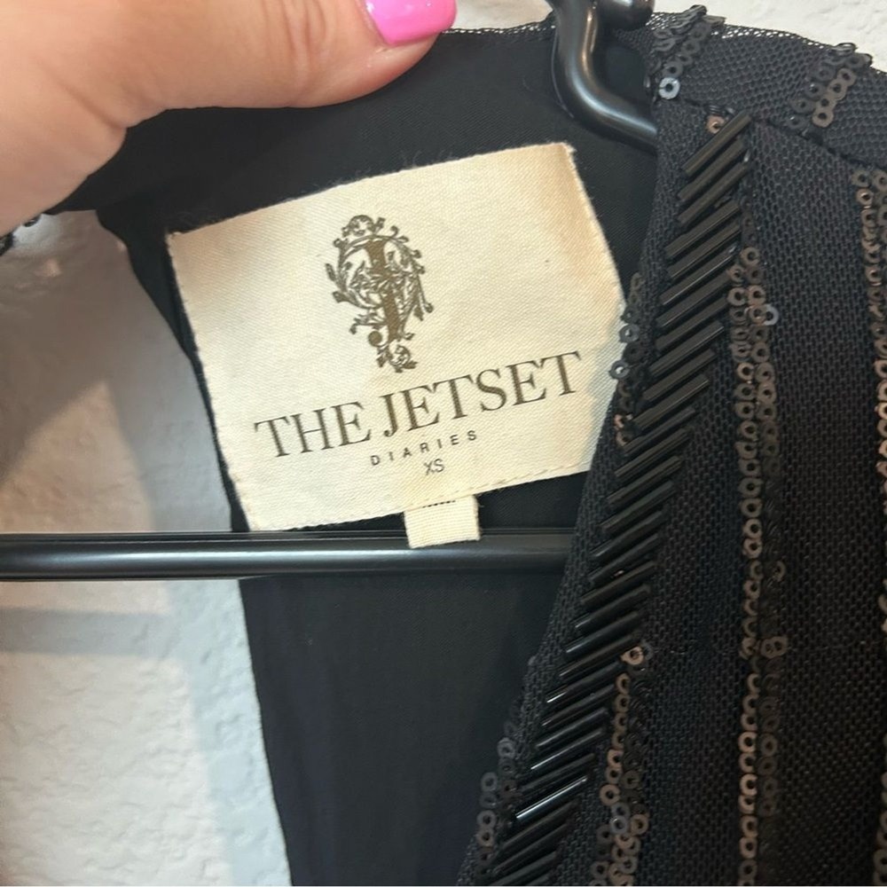 THE JETSET DIARIES Fiesta Faux Wrap Maxi Dress Black Sequin & Beaded XS - Picture 7 of 12